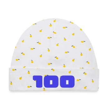 100. 100 JAHRE. 100-JÄHRIGES JUBILÄUM. 100. GEBURTSTAG - Baby Premium Organic Mütze - Weiß/Zitronengelb - Vorne