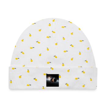 Kosmisches Eclipse Design - Baby Premium Organic Mütze - Weiß/Zitronengelb - Vorne