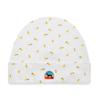 Alter kroatischer Windhund Hund Silhouette Retro Sonne - Baby Premium Organic Mütze - Weiß/Zitronengelb - Vorne