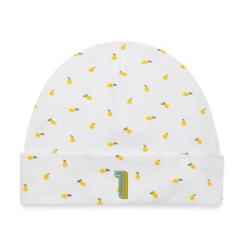 1. 1 JAHR. 1. JAHRESTAG. 1 JAHR GEBURTSTAG - Baby Premium Organic Mütze - Weiß/Zitronengelb - Vorne