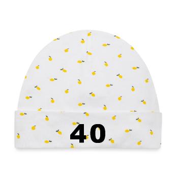 Number - 40 - Forty - Baby Premium Organic Mütze - Weiß/Zitronengelb - Vorne