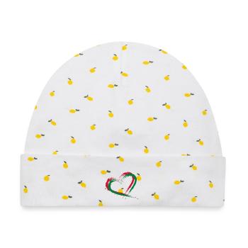 Herz Bürste Flagge der Malediven - Baby Premium Organic Mütze - Weiß/Zitronengelb - Vorne