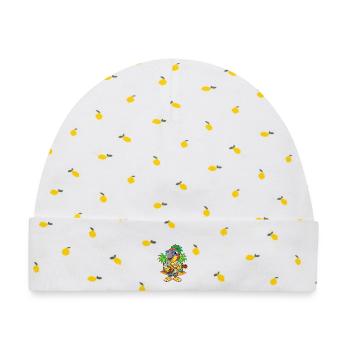 Lustige Papageien-Cartoon-Sommer-Strand-Sonnenbrille - Baby Premium Organic Mütze - Weiß/Zitronengelb - Vorne