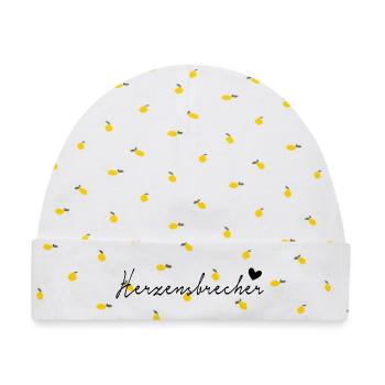 Herzensbrecher - Baby Premium Organic Mütze - Weiß/Zitronengelb - Vorne