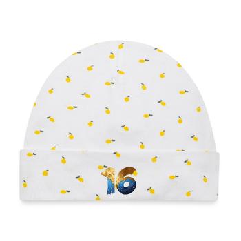 NR. 16 NUMMER 16 COOL 16. GEBURTSTAG - Baby Premium Organic Mütze - Weiß/Zitronengelb - Vorne