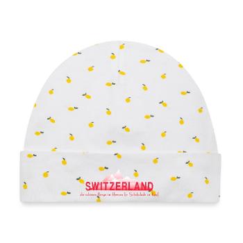 Schweiz Berge Schokolade - Baby Premium Organic Mütze - Weiß/Zitronengelb - Vorne