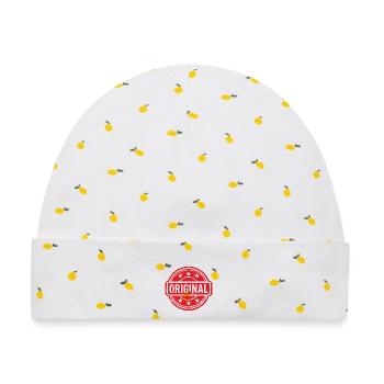 Ursprüngliches Grunge-Gummistempel-Abzeichen-Vektordesign - Baby Premium Organic Mütze - Weiß/Zitronengelb - Vorne