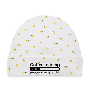 Coffee loading Kaffee Humor Geschenk Spruch - Baby Premium Organic Mütze - Weiß/Zitronengelb - Vorne