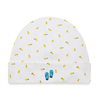 Flip Flops - Baby Premium Organic Mütze - Weiß/Zitronengelb - Vorne