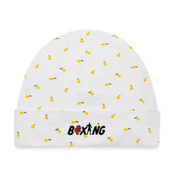 Boxing Boxer - Baby Premium Organic Mütze - Weiß/Zitronengelb - Vorne