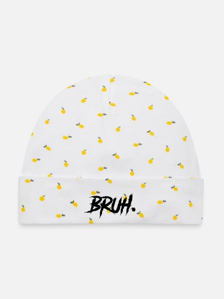 Bruh Funny Saying - Baby Premium Organic Mütze - Weiß/Zitronengelb