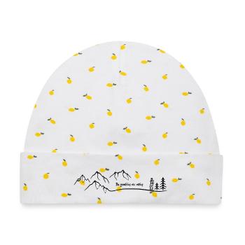 The Mountains are Calling - Wanderin in den Bergen - Baby Premium Organic Mütze - Weiß/Zitronengelb - Vorne