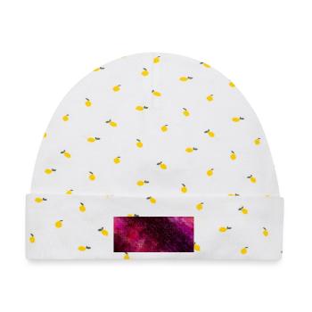 Pink Purple Nebula Wasserfarben - Baby Premium Organic Mütze - Weiß/Zitronengelb - Vorne