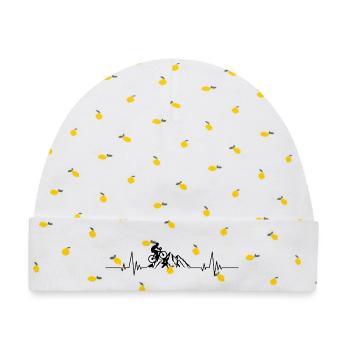 Mountainbike Heartbeat - Baby Premium Organic Mütze - Weiß/Zitronengelb - Vorne