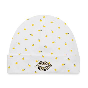 Lippen Leopard - Baby Premium Organic Mütze - Weiß/Zitronengelb - Vorne