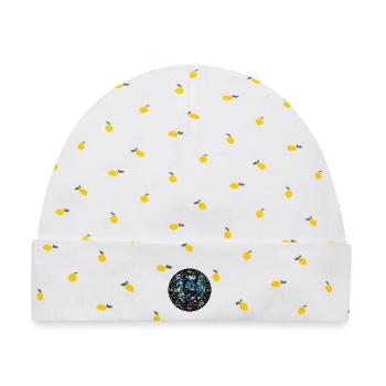 hantilly Tiffany Katzenrasse Aquarellglas - Baby Premium Organic Mütze - Weiß/Zitronengelb - Vorne