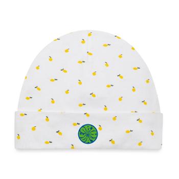 Earth Day 70er-style save your psychedelic planet! - Baby Premium Organic Mütze - Weiß/Zitronengelb - Vorne