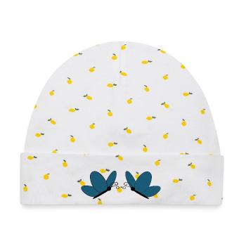 Blaue Schmetterlinge Natur Geschenk Damen  - Baby Premium Organic Mütze - Weiß/Zitronengelb - Vorne