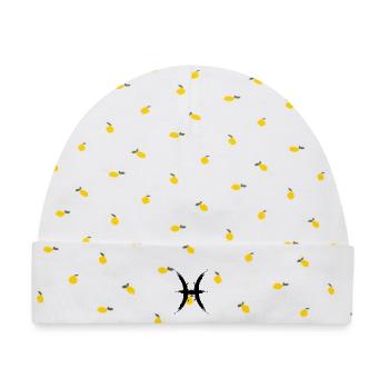 Fisch Sternzeichen Fische Design Pisces Symbol - Baby Premium Organic Mütze - Weiß/Zitronengelb - Vorne