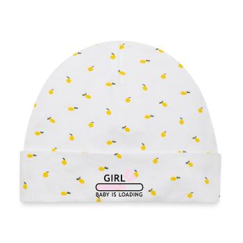 Girl baby is loading Babybauch schwanger Fuß - Baby Premium Organic Mütze - Weiß/Zitronengelb - Vorne