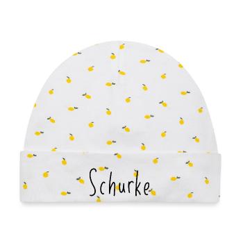 Schurke - Handschrift Statement schwarz - Baby Premium Organic Mütze - Weiß/Zitronengelb - Vorne