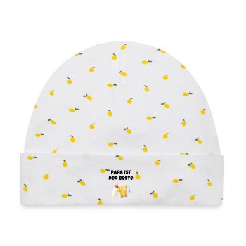 Papa ist der Beste - Geschenk zum Vatertag - Baby Premium Organic Mütze - Weiß/Zitronengelb - Vorne