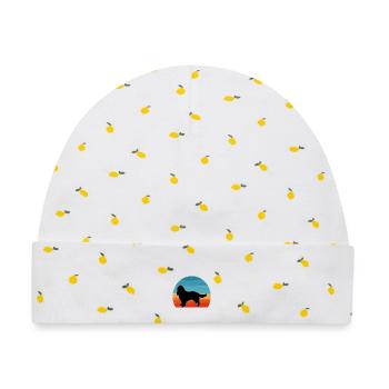 English Springer Spaniel Dog Silhouette Retro Sun - Baby Premium Organic Mütze - Weiß/Zitronengelb - Vorne