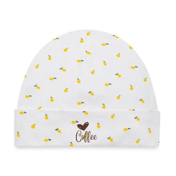 Kaffeeliebe in Kalligrafie-Print - Baby Premium Organic Mütze - Weiß/Zitronengelb - Vorne