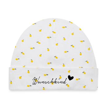 Wunschkind - Baby Premium Organic Mütze - Weiß/Zitronengelb - Vorne