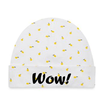 wow - Baby Premium Organic Mütze - Weiß/Zitronengelb - Vorne