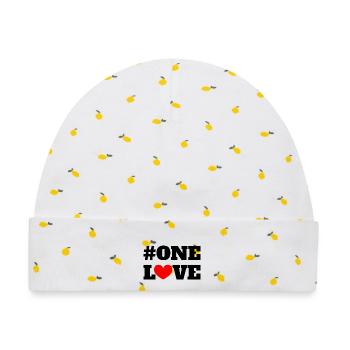 One Love - Baby Premium Organic Mütze - Weiß/Zitronengelb - Vorne