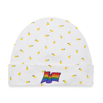 Stolz Regenbogenwelle - Baby Premium Organic Mütze - Weiß/Zitronengelb - Vorne
