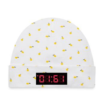 01:61 - TIME BLOCK - Baby Premium Organic Mütze - Weiß/Zitronengelb - Vorne