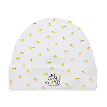 Handgezeichneter Igel – Niedlicher Doodle-Stil - Baby Premium Organic Mütze - Weiß/Zitronengelb - Vorne