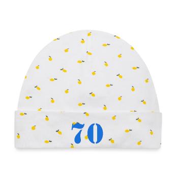 70 - Baby Premium Organic Mütze - Weiß/Zitronengelb - Vorne
