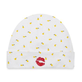 Red Lip Kiss - Baby Premium Organic Mütze - Weiß/Zitronengelb - Vorne