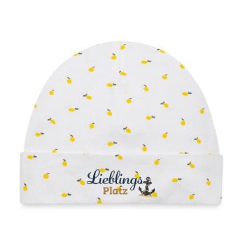 Lieblingsplatz – Maritimes Ankerdesign - Baby Premium Organic Mütze - Weiß/Zitronengelb - Vorne
