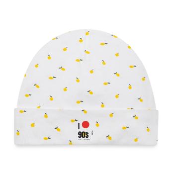 I Love The 90s Red Sun Be Kind Spul zurück - Baby Premium Organic Mütze - Weiß/Zitronengelb - Vorne