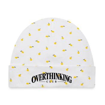 Overthinking Club – Minimalist Statement - Baby Premium Organic Mütze - Weiß/Zitronengelb - Vorne