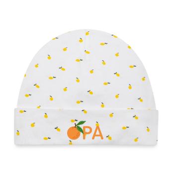 Opa mit Orange – Orange - Baby Premium Organic Mütze - Weiß/Zitronengelb - Vorne
