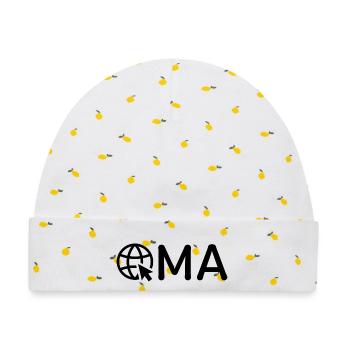 Oma mit Internet-Symbol – Schwarz - Baby Premium Organic Mütze - Weiß/Zitronengelb - Vorne