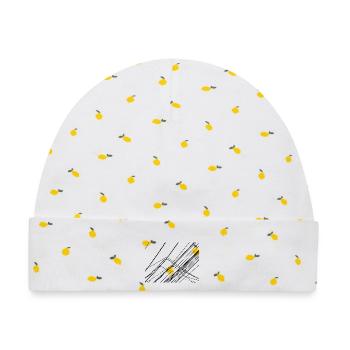 Design Stromkabel parallel und gekreuzt - Baby Premium Organic Mütze - Weiß/Zitronengelb - Vorne