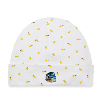 Kleine Schildkröte Baby Meer Strand Kinder T-Shirt - Baby Premium Organic Mütze - Weiß/Zitronengelb - Vorne
