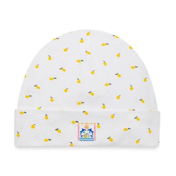 Bunte Delfine bei Sonnenaufgang - Baby Premium Organic Mütze - Weiß/Zitronengelb - Vorne