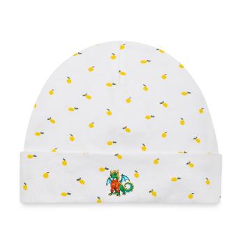 Süßes grünes Drachenmädchen im Herbstpullover - Baby Premium Organic Mütze - Weiß/Zitronengelb - Vorne