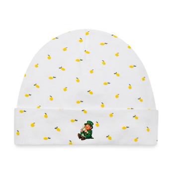 Leprechaun mit Matcha Latte – Irischer Glückszaube - Baby Premium Organic Mütze - Weiß/Zitronengelb - Vorne