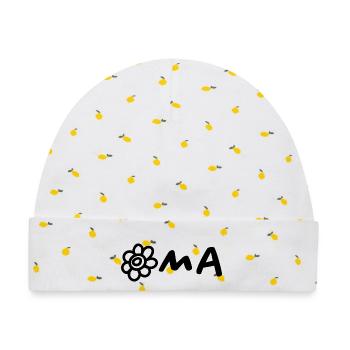 Oma mit Blume – Schwarz - Baby Premium Organic Mütze - Weiß/Zitronengelb - Vorne