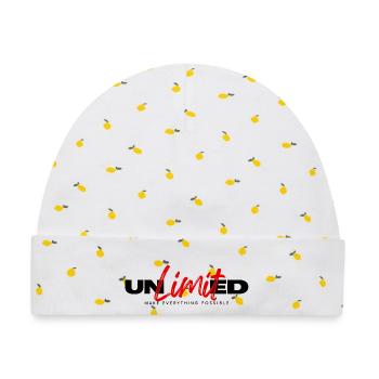 Unlimited – Motivation Erfolg Mindset Spruch - Baby Premium Organic Mütze - Weiß/Zitronengelb - Vorne