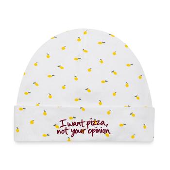 I Want Pizza Not Your Opinion - Baby Premium Organic Mütze - Weiß/Zitronengelb - Vorne