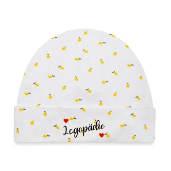 Logopädie - Baby Premium Organic Mütze - Weiß/Zitronengelb - Vorne